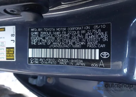 2010 Toyota Prius Iii z USA, uszkodzony, nr VIN JTDKN3DU9A0176880